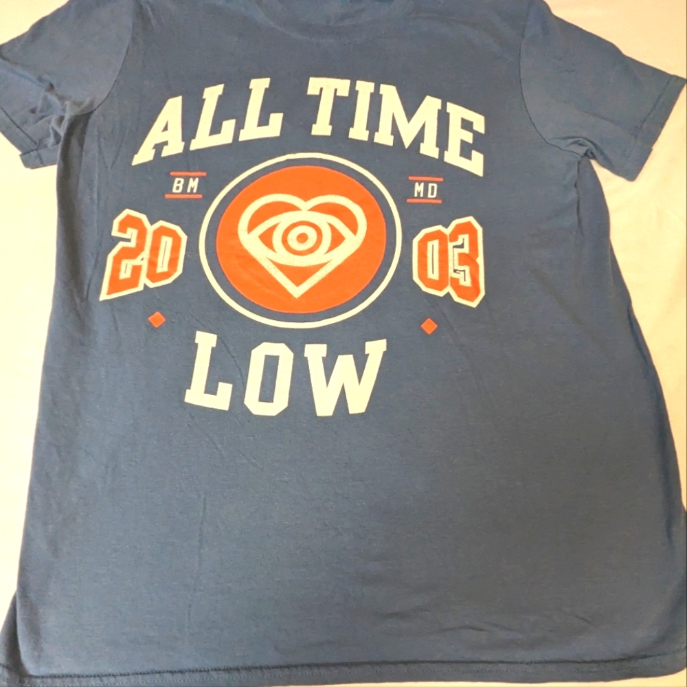 All Time Low 2003 Grey With Orange Graphics Vintage Concert Tee Medium